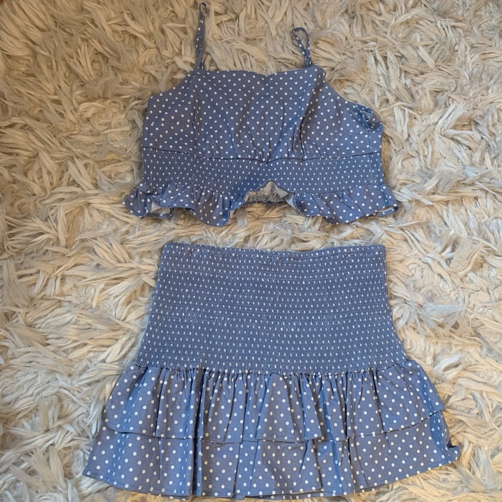 NEW Two Piece Polka Dot Skirt Set